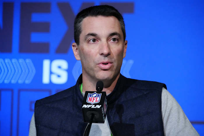 Mar 1, 2022; Indianapolis, IN, USA; Los Angeles Chargers general manager Tom Telesco during the NFL Combine at the Indiana Convention Center. Mandatory Credit: Kirby Lee-USA TODAY Sports